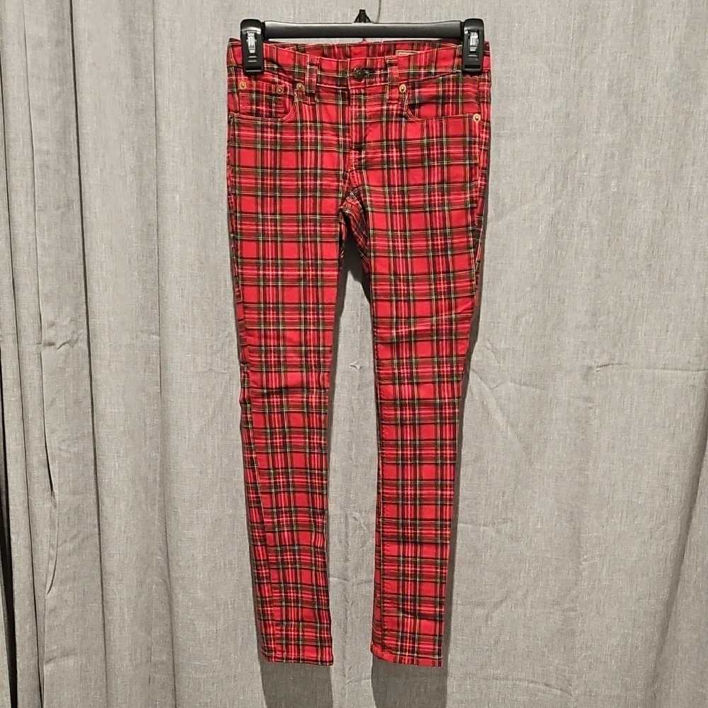 Ralph Lauren Girls Red Plaid Stretch Jeans